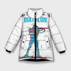 Куртка зимняя для девочки Биатлон, цвет: 3D-черный