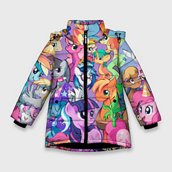 Куртка зимняя для девочки My Little Pony, цвет: 3D-черный