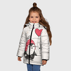 Куртка зимняя для девочки Влюбленный пингвин, цвет: 3D-светло-серый — фото 2