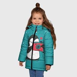 Куртка зимняя для девочки Пингвин с фотоаппаратом, цвет: 3D-красный — фото 2