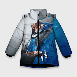 Куртка зимняя для девочки Баскетбол бросок, цвет: 3D-черный