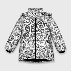 Куртка зимняя для девочки Love графика, цвет: 3D-черный