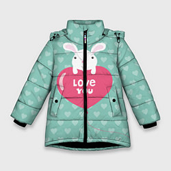 Куртка зимняя для девочки Rabbit: Love you, цвет: 3D-черный