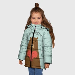 Куртка зимняя для девочки Медведь с сердцем, цвет: 3D-светло-серый — фото 2