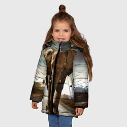 Куртка зимняя для девочки Дикий слон, цвет: 3D-черный — фото 2