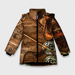 Куртка зимняя для девочки Рыбацкий стол, цвет: 3D-черный