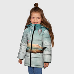 Куртка зимняя для девочки Летящий кит, цвет: 3D-черный — фото 2