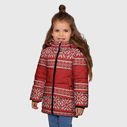 Куртка зимняя для девочки Вязанный принт, цвет: 3D-черный — фото 2