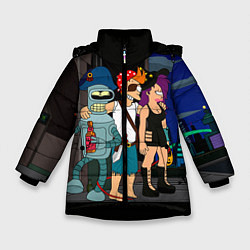 Куртка зимняя для девочки Футурама пати, цвет: 3D-черный