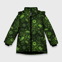 Куртка зимняя для девочки Микробы, цвет: 3D-черный
