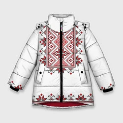 Куртка зимняя для девочки Вышивка 41, цвет: 3D-красный