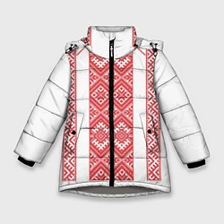 Куртка зимняя для девочки Вышивка 46, цвет: 3D-светло-серый