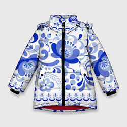 Куртка зимняя для девочки Гжель 2, цвет: 3D-красный