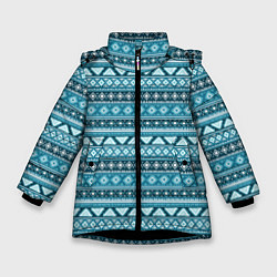 Куртка зимняя для девочки Винтажный орнамент, цвет: 3D-черный