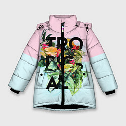 Куртка зимняя для девочки Tropical Art, цвет: 3D-черный