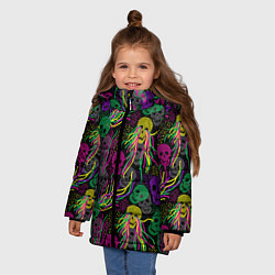Куртка зимняя для девочки Черепки, цвет: 3D-черный — фото 2