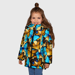 Куртка зимняя для девочки Бабочки, цвет: 3D-светло-серый — фото 2