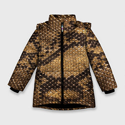 Куртка зимняя для девочки Змеиная кожа, цвет: 3D-черный