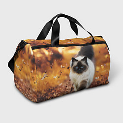 Спортивная сумка Котик в листьях