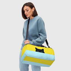 Сумки спортивные Черный кот выглядывает, цвет: 3D-принт — фото 2