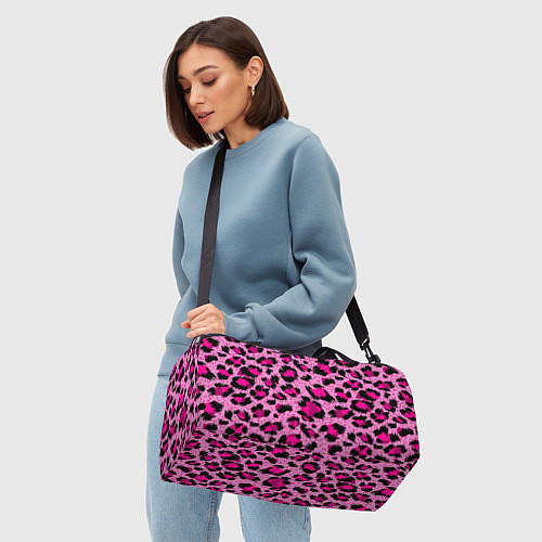 Спортивная сумка Розовый леопард / 3D-принт – фото 4