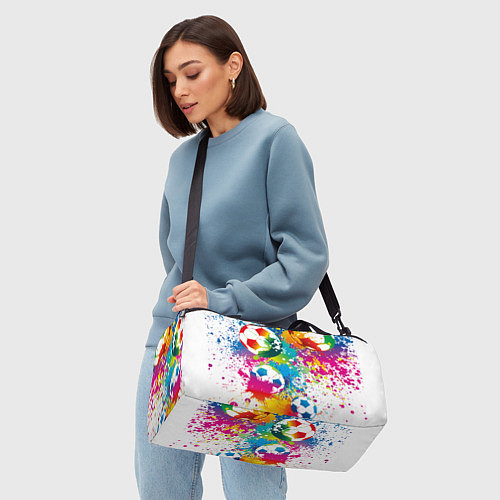 Спортивная сумка Футбольные мячи - красочные брызги / 3D-принт – фото 4