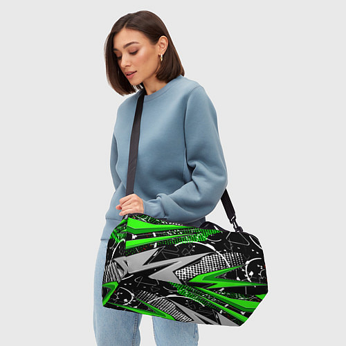 Спортивная сумка Black and green corners / 3D-принт – фото 4
