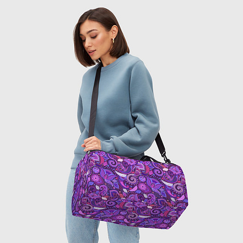 Спортивная сумка Фиолетовый этнический дудлинг / 3D-принт – фото 4