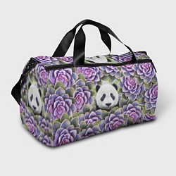 Спортивная сумка Панда среди цветов