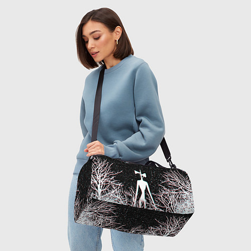 Спортивная сумка СИРЕНОГОЛОВЫЙ ГЛИТЧ ЛЕС, КОСМОС / 3D-принт – фото 4