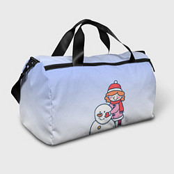 Спортивная сумка Девочка лепит снеговика