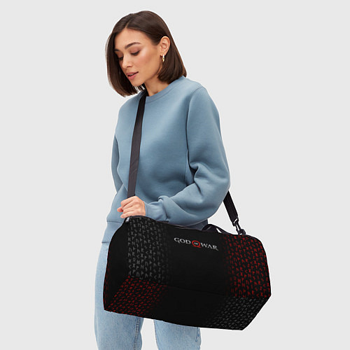 Спортивная сумка GOD OF WAR LOGO, РУНЫ / 3D-принт – фото 4