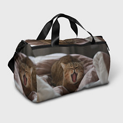 Спортивная сумка Зевающий кот на кровати