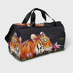 Спортивная сумка Бенгальский Тигр в кустах