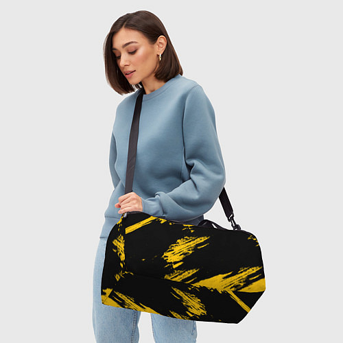 Спортивная сумка BLACK AND YELLOW GRUNGE ГРАНЖ / 3D-принт – фото 4