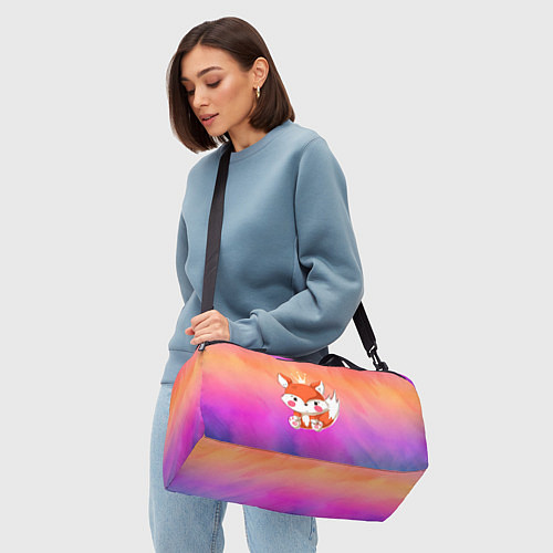 Спортивная сумка Маленький рыжий лисенок с короной / 3D-принт – фото 4