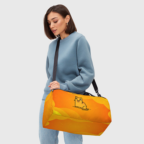 Спортивная сумка Рисованный желтый кот / 3D-принт – фото 4