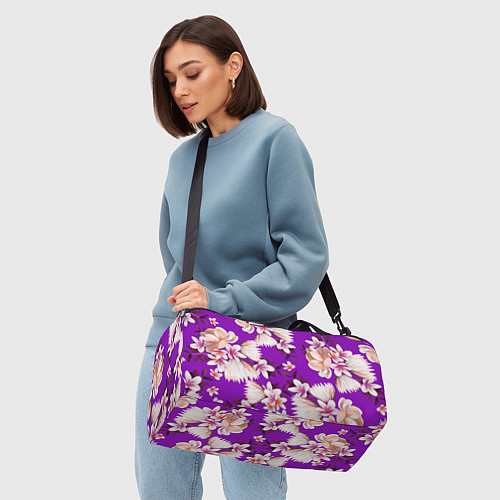 Спортивная сумка Цветы Фиолетовый Цветок / 3D-принт – фото 4