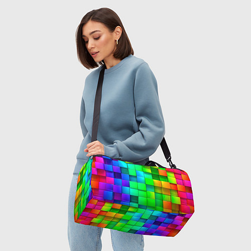 Спортивная сумка РАЗНОЦВЕТНЫЕ КУБИКИ MULTICOLORED CUBES / 3D-принт – фото 4