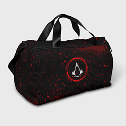 Спортивная сумка Символ Assassins Creed и краска вокруг на темном ф