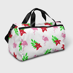 Спортивная сумка Розовый фламинго с цветами