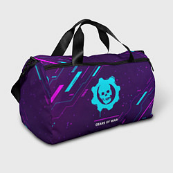 Спортивная сумка Символ Gears of War в неоновых цветах на темном фо