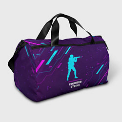Спортивная сумка Символ Counter Strike в неоновых цветах на темном