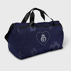 Спортивная сумка Лого Real Madrid в сердечке на фоне мячей