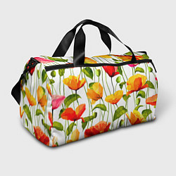 Спортивная сумка Волнообразный узор из цветков мака Лето