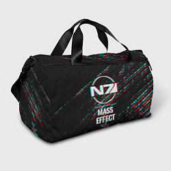 Спортивная сумка Mass Effect в стиле Glitch Баги Графики на темном