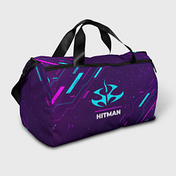 Спортивная сумка Символ Hitman в неоновых цветах на темном фоне