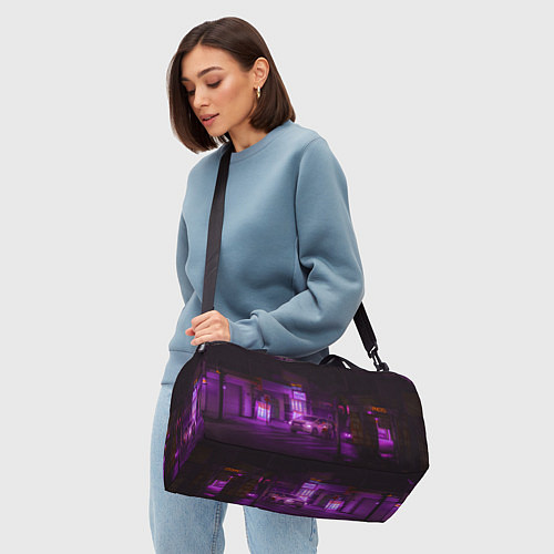 Спортивная сумка Неоновый ночной переход - Фиолетовый / 3D-принт – фото 4