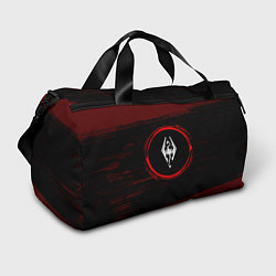 Спортивная сумка Символ Skyrim и краска вокруг на темном фоне