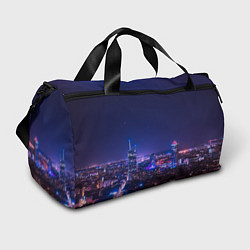 Спортивная сумка Неоновый ночной город - Фиолетовый